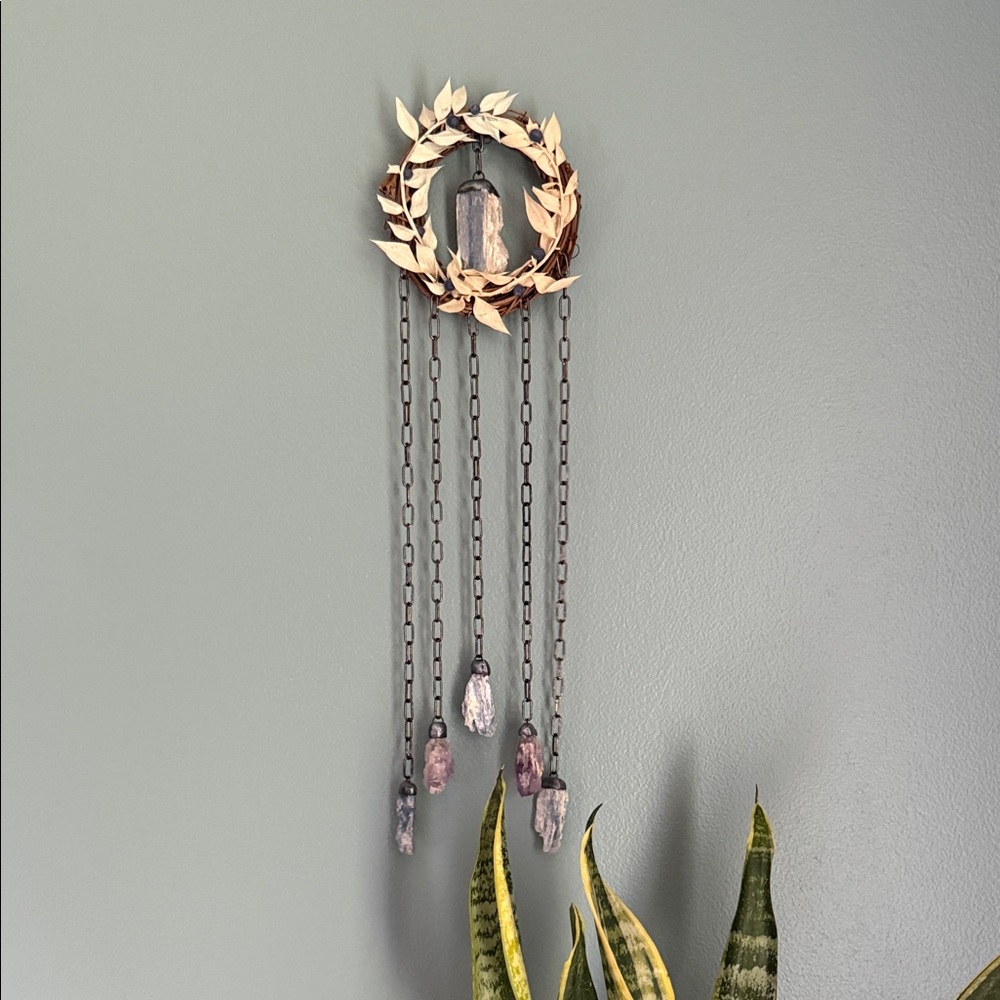 Elegant Floral Wall Hanging Decor Yuva Kala Crystal Wreath Cottagecore